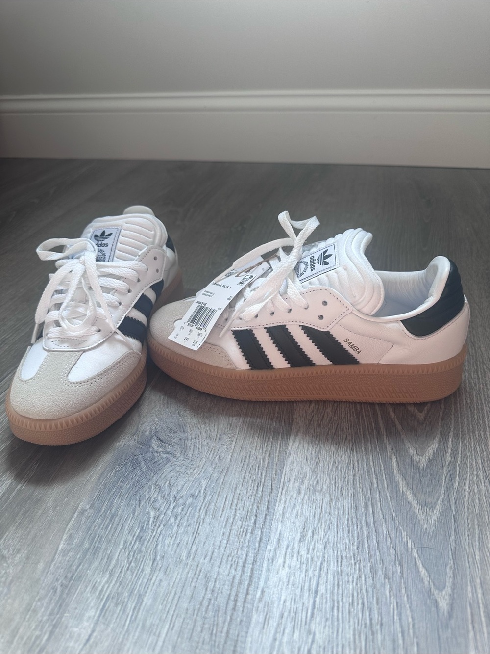 adidas Originals Samba Platform Sneakers - White with Black & Gum (no box)